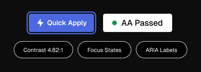 Accessibility checks for contrast, target sizes and form inputs