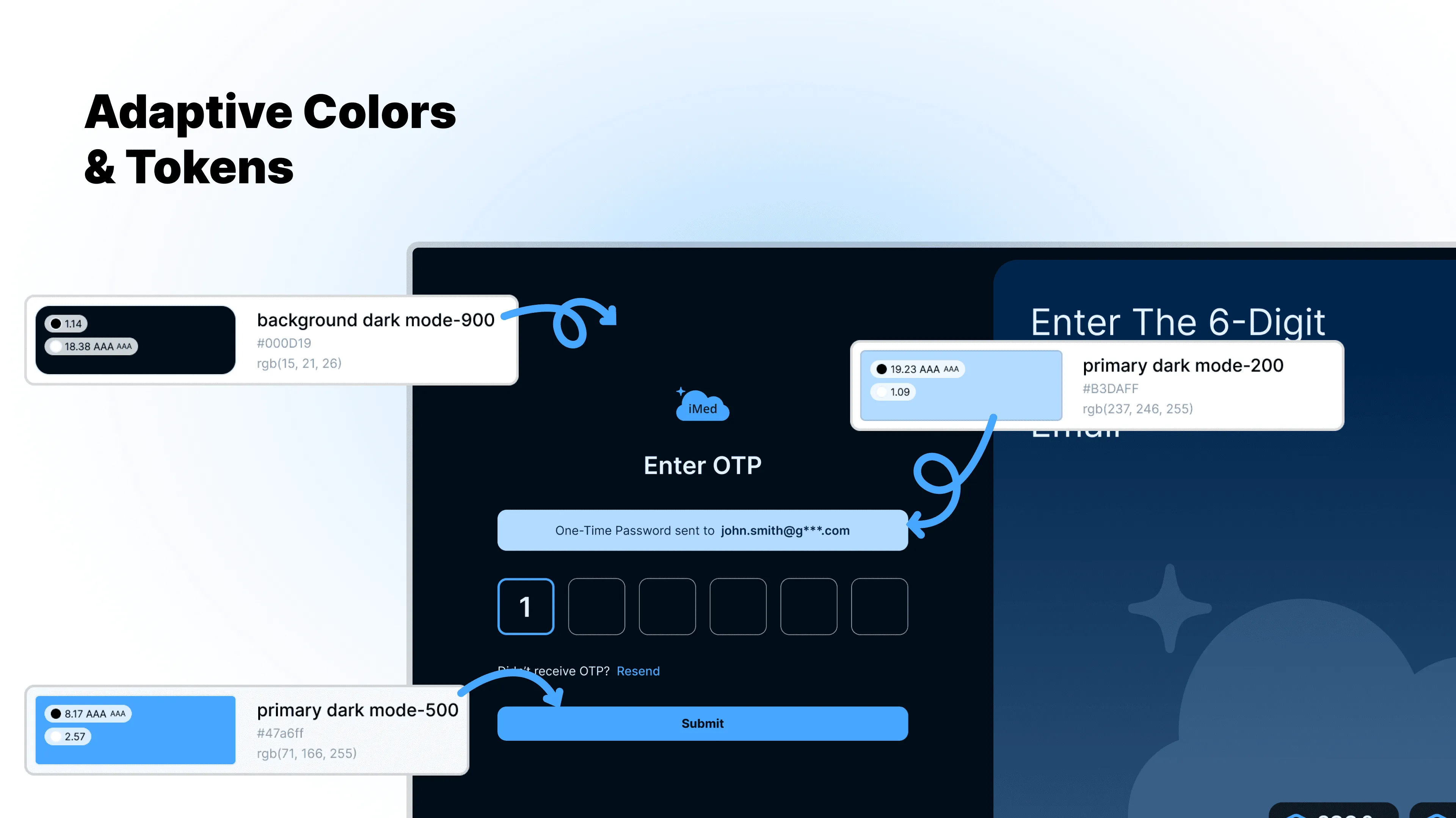Design tokens in light and dark modes