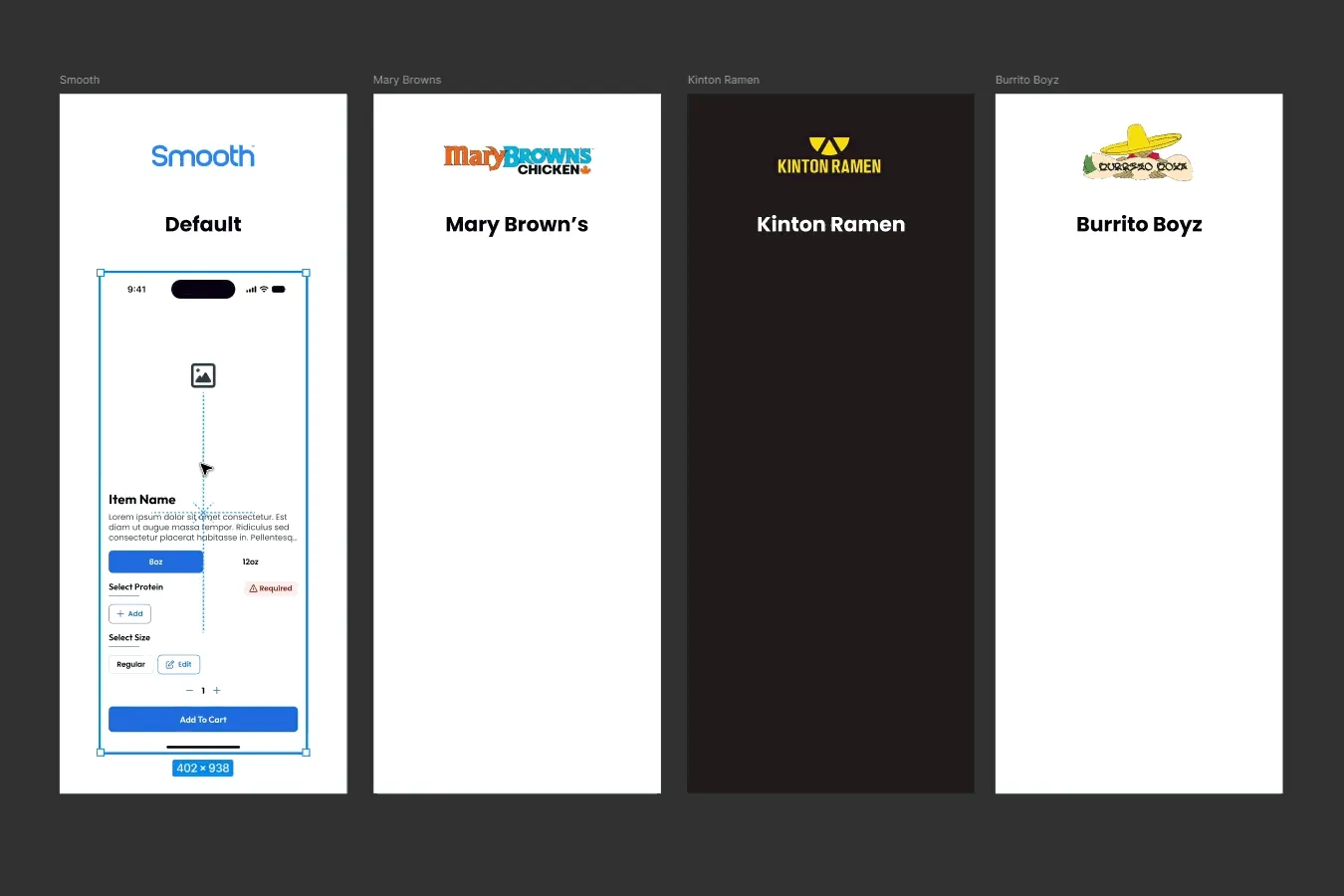 Animation of one layout switching between client themes